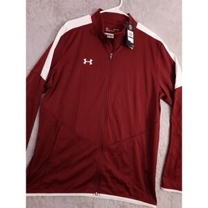 NEW Under Armour Jacket Mens Extra Large Royal Rival Knit Maroon Track Full Zip